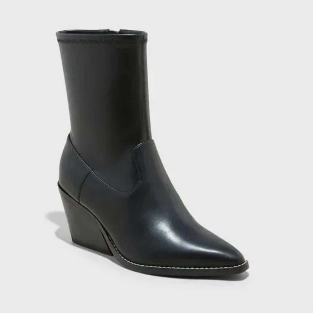 Universal Thread - Universal Thread Women's Mid Calf Chunky Heel Boot Black